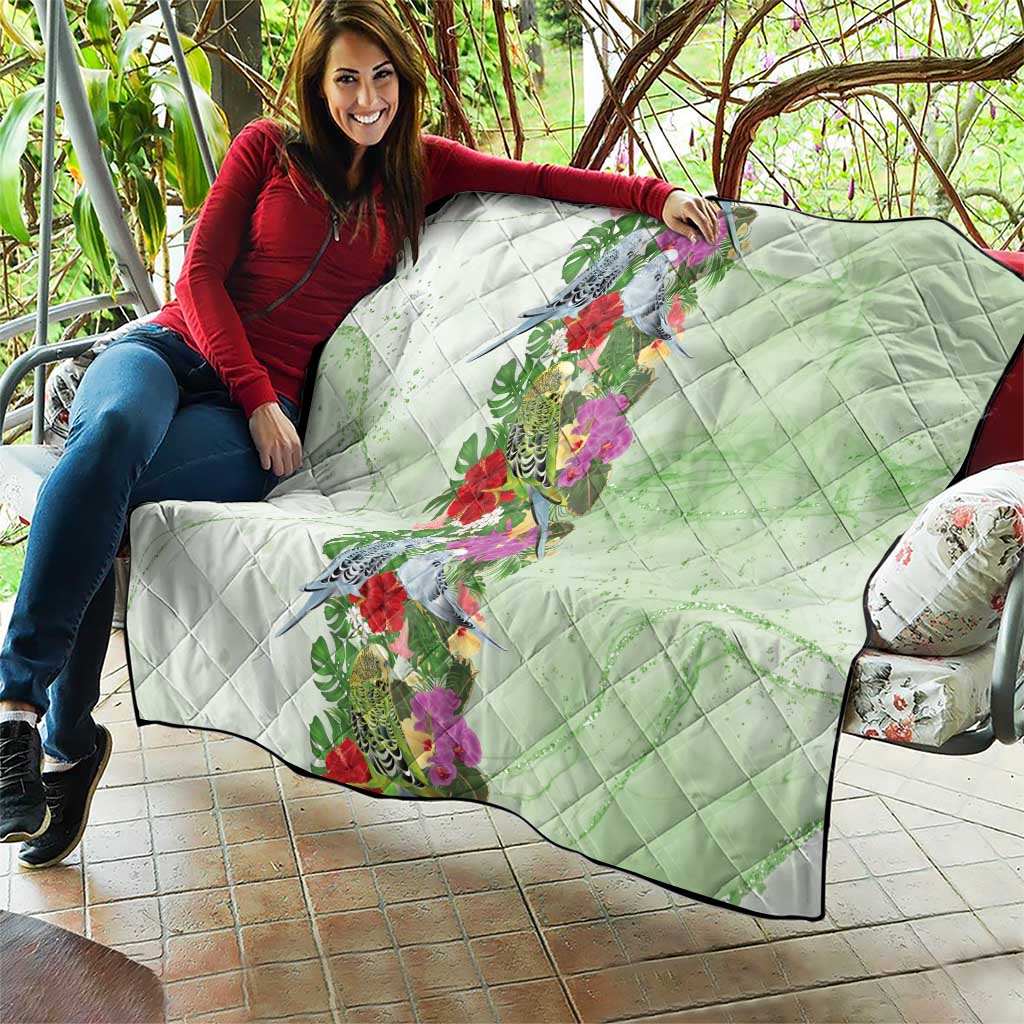 Aussie Budgies Blue And Green Tropical Birds Quilt - Aussie Hoodie