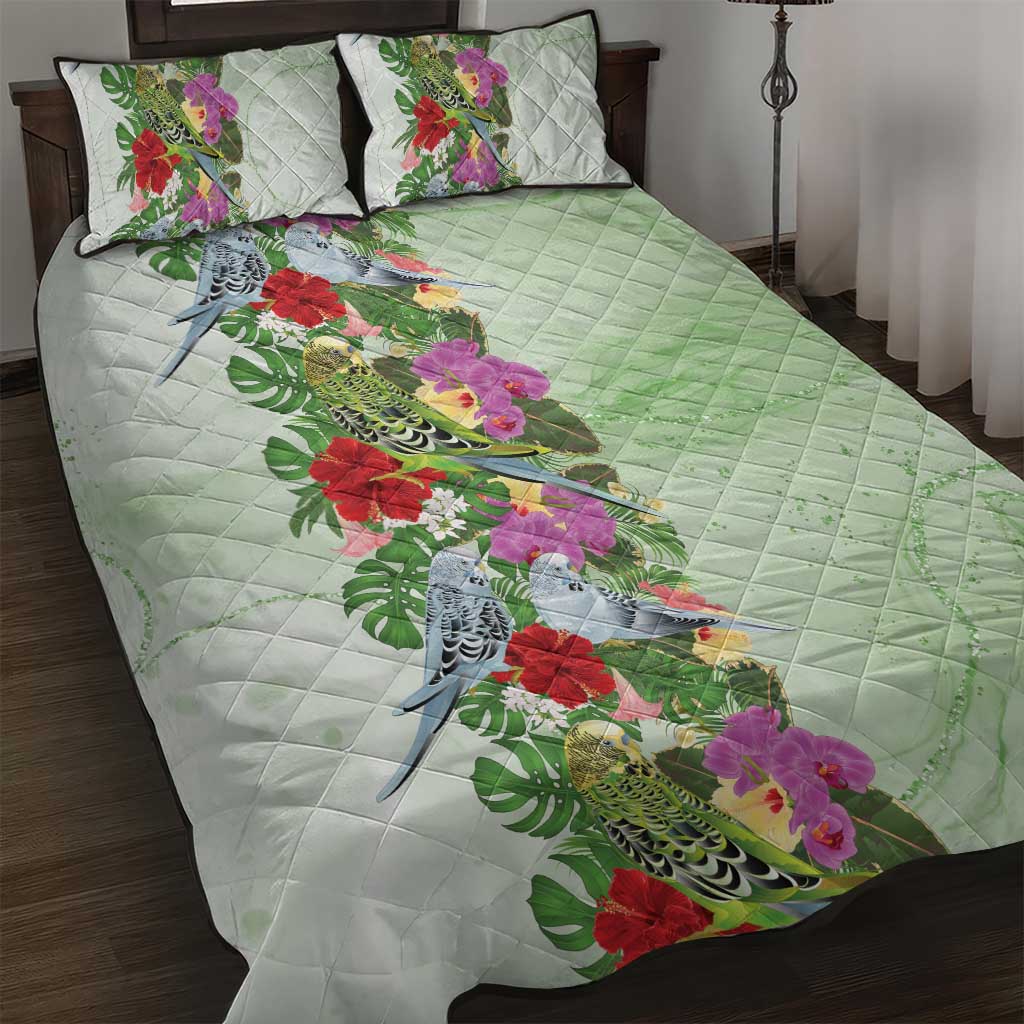 Aussie Budgies Blue And Green Tropical Birds Quilt Bed Set - Aussie Hoodie