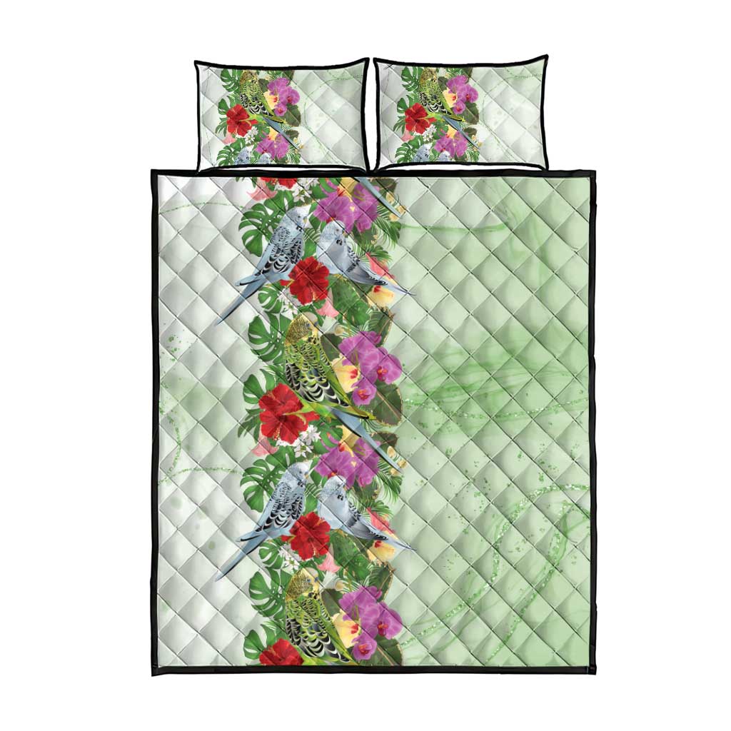 Aussie Budgies Blue And Green Tropical Birds Quilt Bed Set - Aussie Hoodie