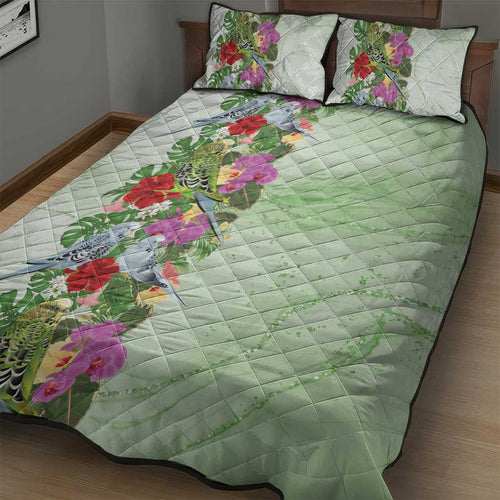 Aussie Budgies Blue And Green Tropical Birds Quilt Bed Set - Aussie Hoodie