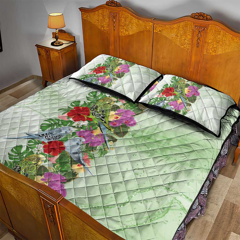 Aussie Budgies Blue And Green Tropical Birds Quilt Bed Set - Aussie Hoodie
