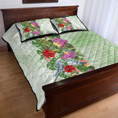 Aussie Budgies Blue And Green Tropical Birds Quilt Bed Set - Aussie Hoodie
