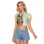 Aussie Budgies Blue And Green Tropical Birds Raglan Cropped T Shirt - Aussie Hoodie