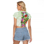 Aussie Budgies Blue And Green Tropical Birds Raglan Cropped T Shirt - Aussie Hoodie