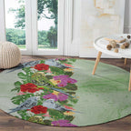 Aussie Budgies Blue And Green Tropical Birds Round Carpet - Aussie Hoodie