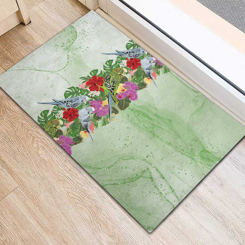 Aussie Budgies Blue And Green Tropical Birds Rubber Doormat - Aussie Hoodie