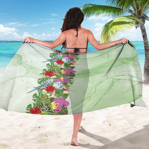 Aussie Budgies Blue And Green Tropical Birds Sarong - Aussie Hoodie