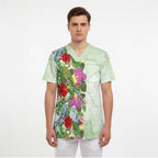 Aussie Budgies Blue And Green Tropical Birds Scrub Top - Aussie Hoodie