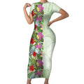 Aussie Budgies Blue And Green Tropical Birds Short Sleeve Bodycon Dress - Aussie Hoodie