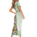 Aussie Budgies Blue And Green Tropical Birds Short Sleeve Bodycon Dress - Aussie Hoodie
