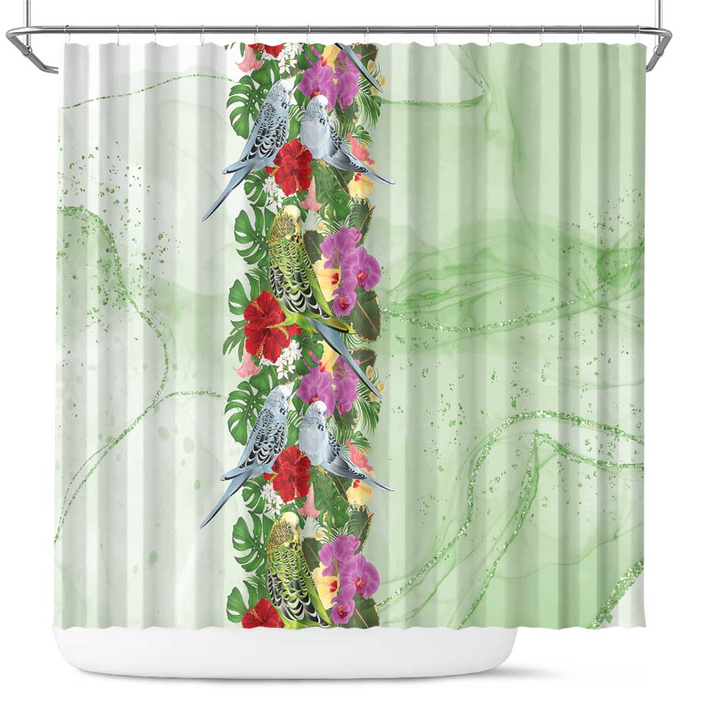 Aussie Budgies Blue And Green Tropical Birds Shower Curtain - Aussie Hoodie