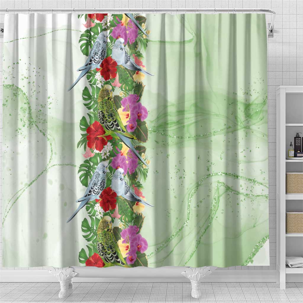 Aussie Budgies Blue And Green Tropical Birds Shower Curtain - Aussie Hoodie
