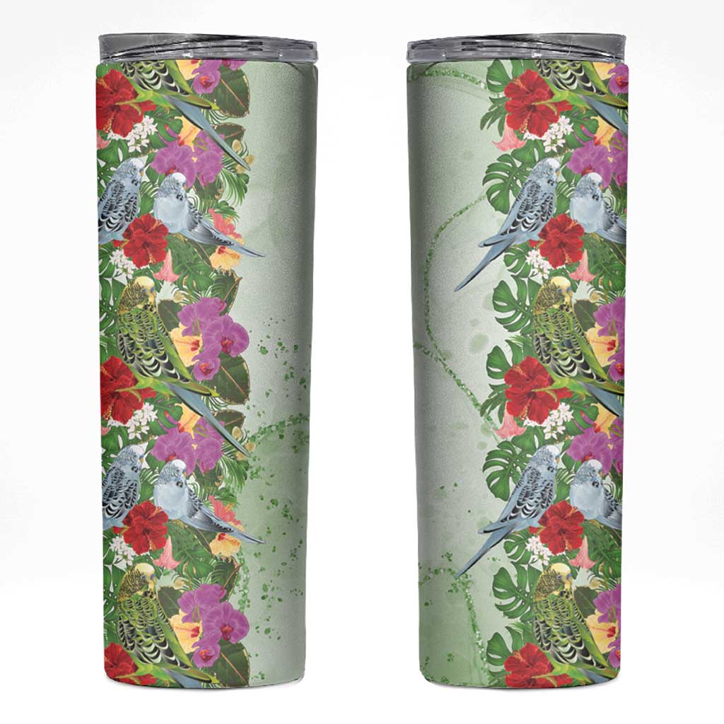 Aussie Budgies Blue And Green Tropical Birds Skinny Tumbler - Aussie Hoodie