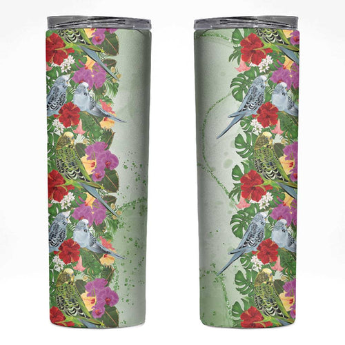 Aussie Budgies Blue And Green Tropical Birds Skinny Tumbler - Aussie Hoodie