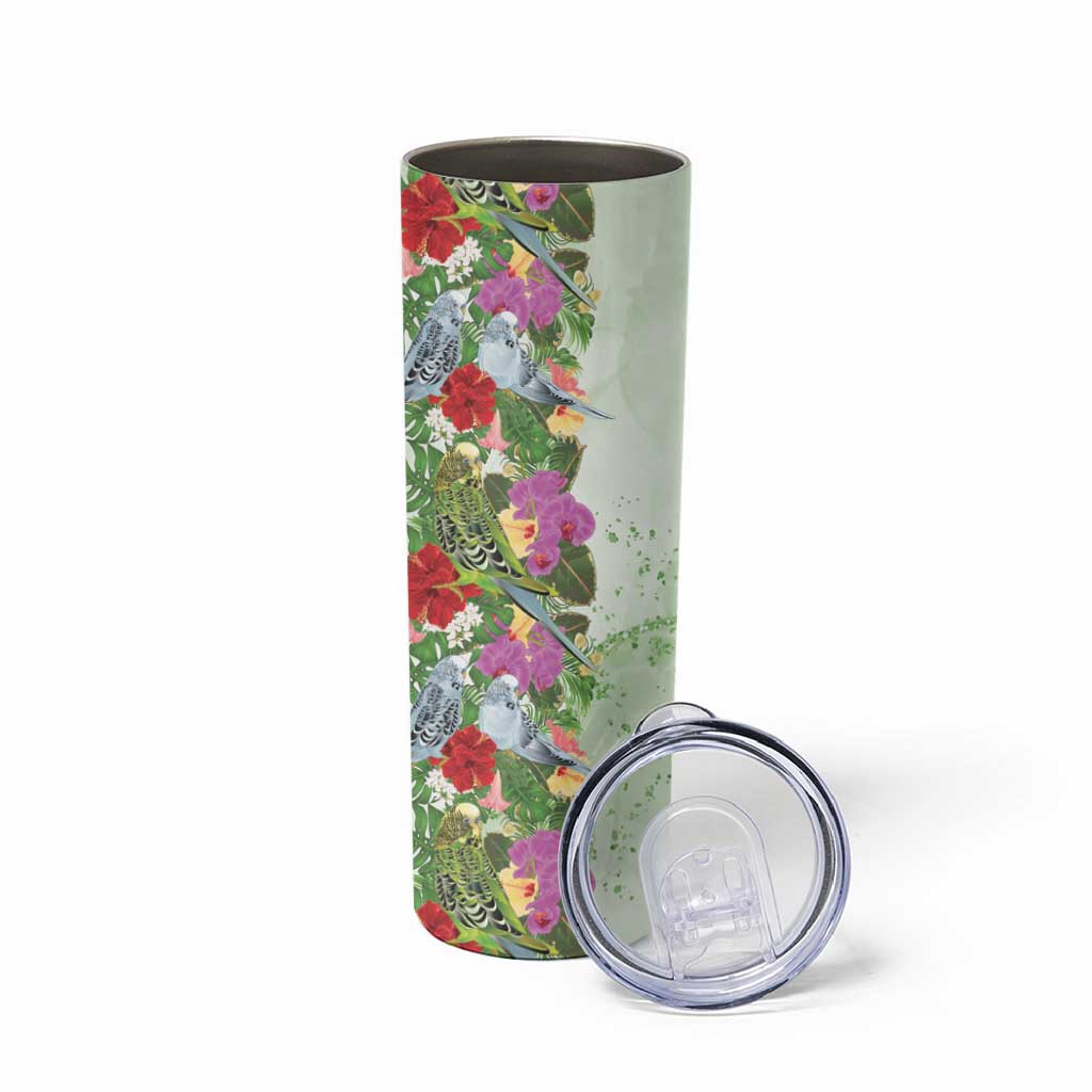 Aussie Budgies Blue And Green Tropical Birds Skinny Tumbler - Aussie Hoodie