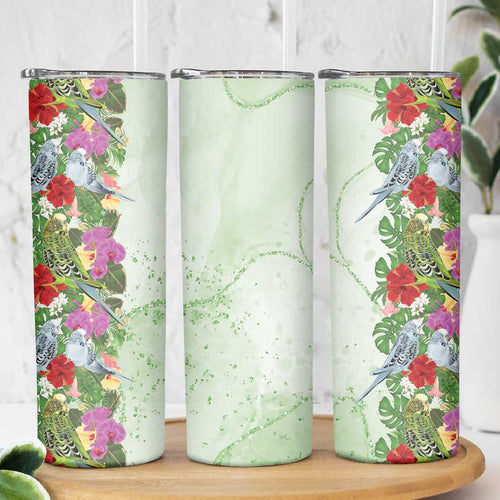 Aussie Budgies Blue And Green Tropical Birds Skinny Tumbler - Aussie Hoodie