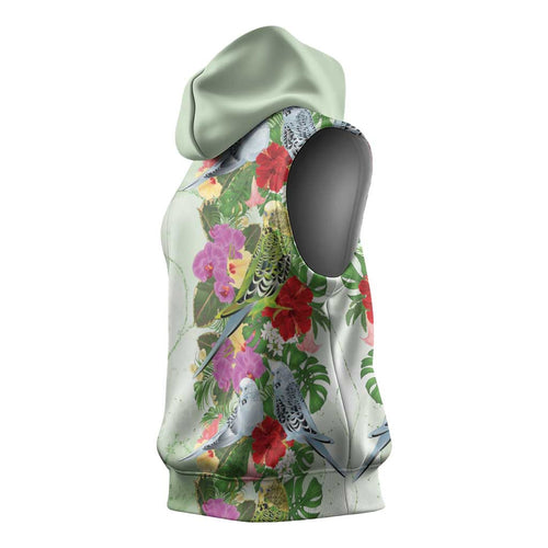 Aussie Budgies Blue And Green Tropical Birds Sleeveless Hoodie - Aussie Hoodie