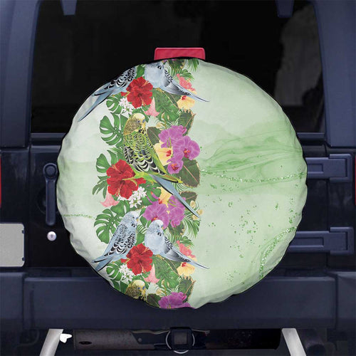 Aussie Budgies Blue And Green Tropical Birds Spare Tire Cover - Aussie Hoodie
