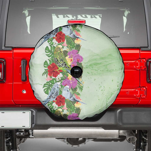 Aussie Budgies Blue And Green Tropical Birds Spare Tire Cover - Aussie Hoodie