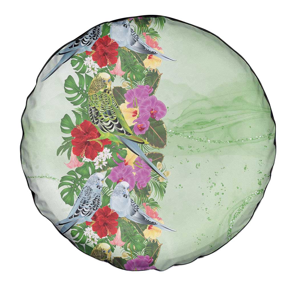 Aussie Budgies Blue And Green Tropical Birds Spare Tire Cover - Aussie Hoodie