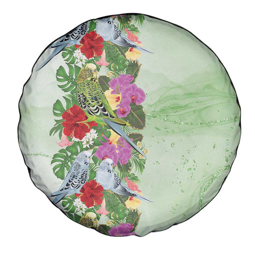 Aussie Budgies Blue And Green Tropical Birds Spare Tire Cover - Aussie Hoodie