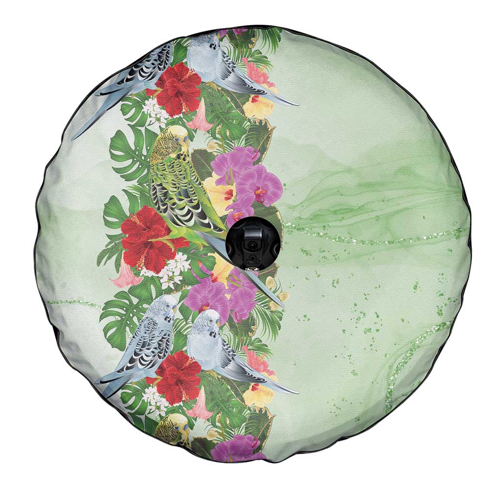 Aussie Budgies Blue And Green Tropical Birds Spare Tire Cover - Aussie Hoodie