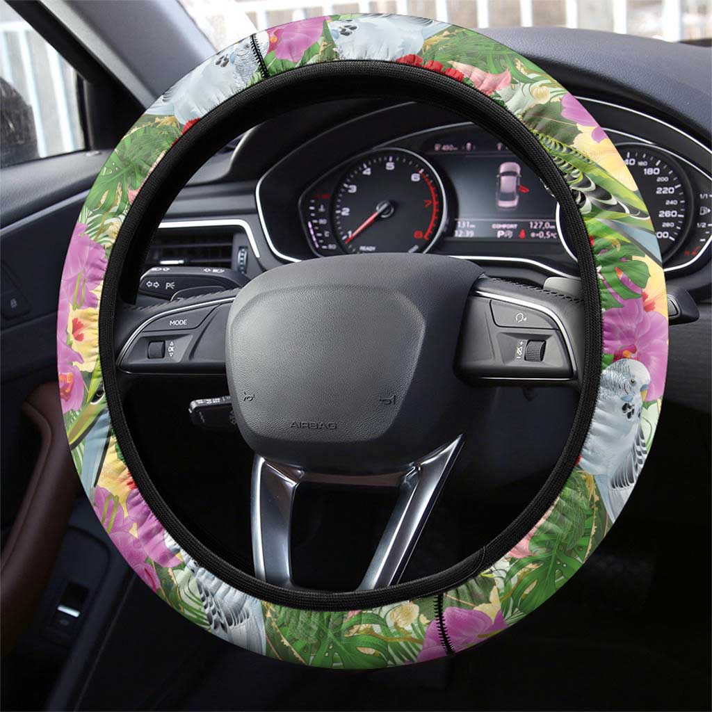 Aussie Budgies Blue And Green Tropical Birds Steering Wheel Cover - Aussie Hoodie