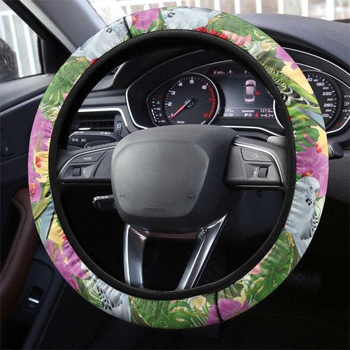 Aussie Budgies Blue And Green Tropical Birds Steering Wheel Cover - Aussie Hoodie