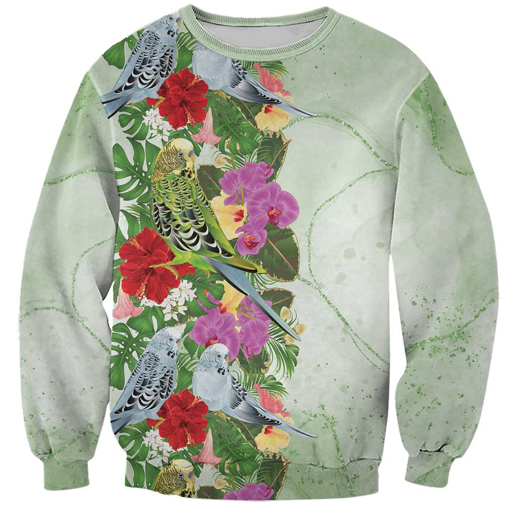 Aussie Budgies Blue And Green Tropical Birds Sweatshirt - Aussie Hoodie