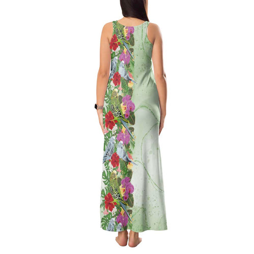 Aussie Budgies Blue And Green Tropical Birds Tank Maxi Dress - Aussie Hoodie