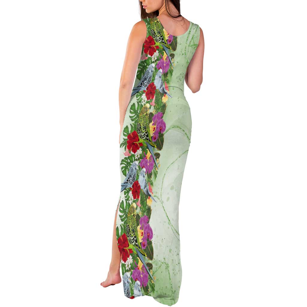Aussie Budgies Blue And Green Tropical Birds Tank Maxi Dress - Aussie Hoodie