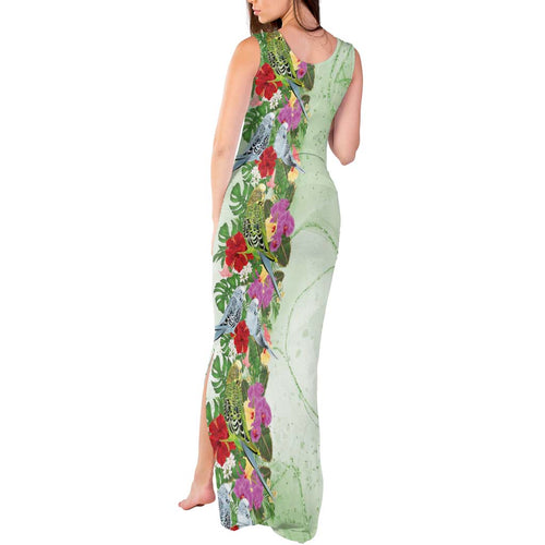 Aussie Budgies Blue And Green Tropical Birds Tank Maxi Dress - Aussie Hoodie