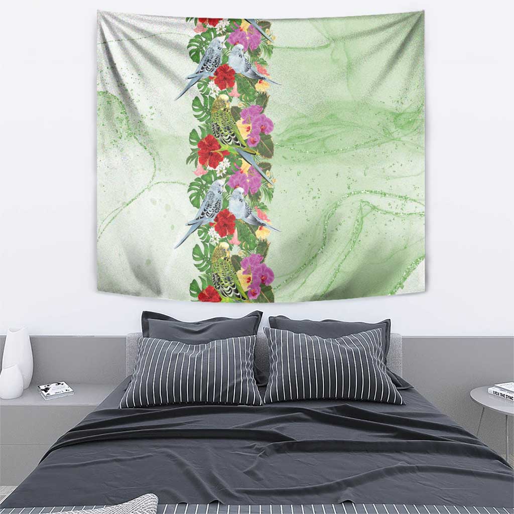 Aussie Budgies Blue And Green Tropical Birds Tapestry - Aussie Hoodie