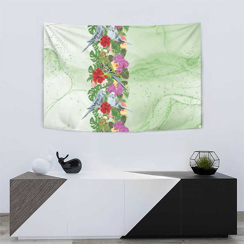 Aussie Budgies Blue And Green Tropical Birds Tapestry - Aussie Hoodie
