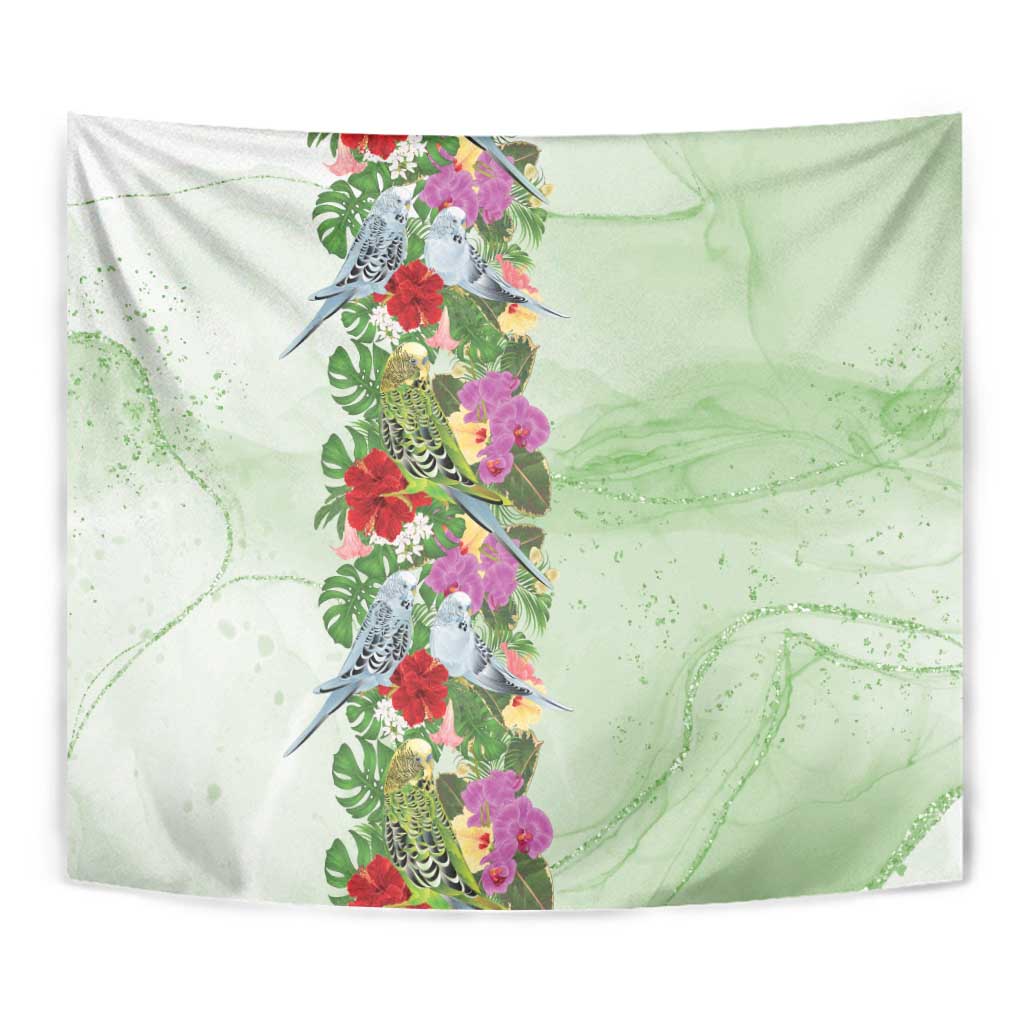 Aussie Budgies Blue And Green Tropical Birds Tapestry - Aussie Hoodie