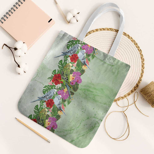 Aussie Budgies Blue And Green Tropical Birds Tote Bag - Aussie Hoodie