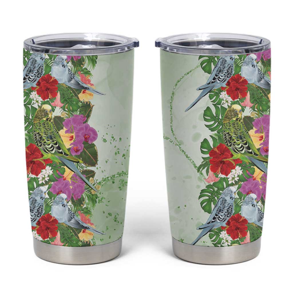 Aussie Budgies Blue And Green Tropical Birds Tumbler Cup - Aussie Hoodie