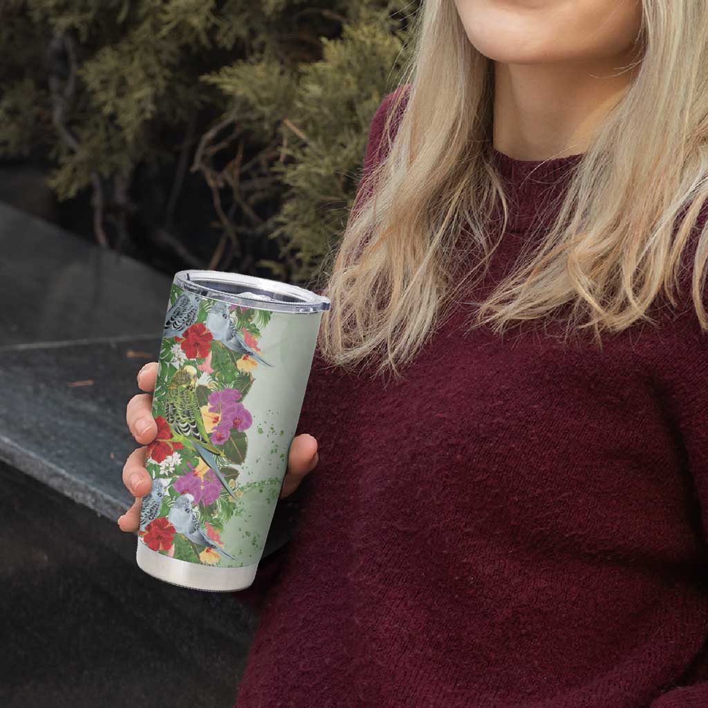 Aussie Budgies Blue And Green Tropical Birds Tumbler Cup - Aussie Hoodie