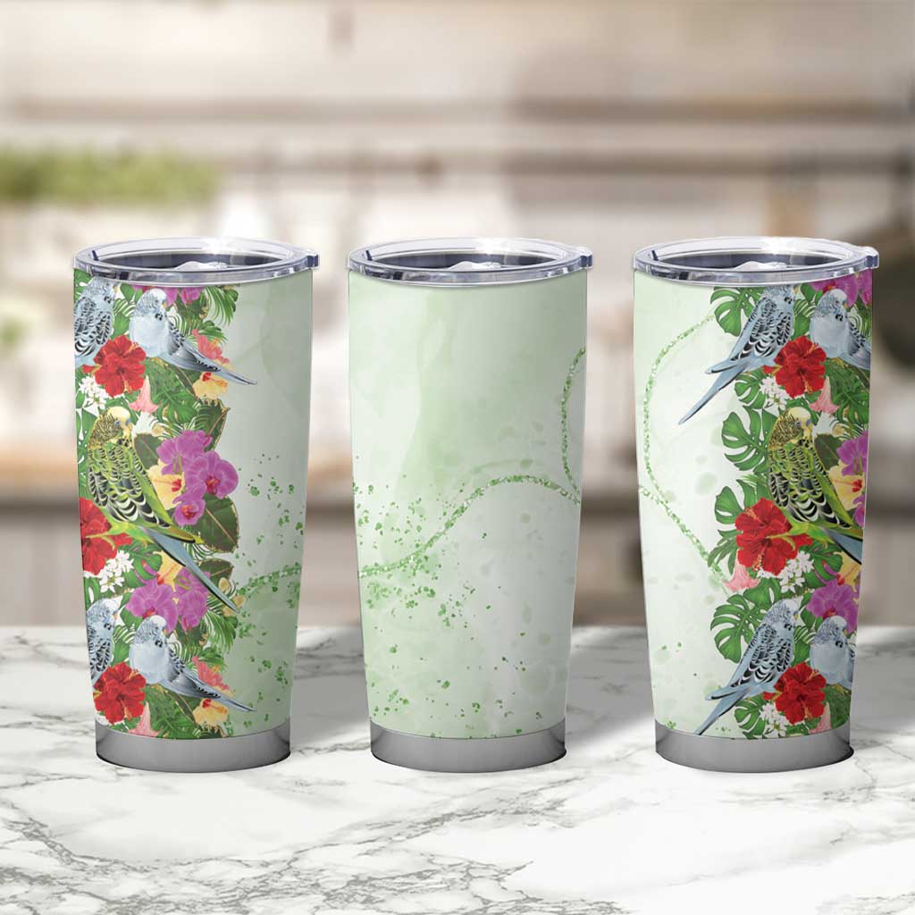 Aussie Budgies Blue And Green Tropical Birds Tumbler Cup - Aussie Hoodie