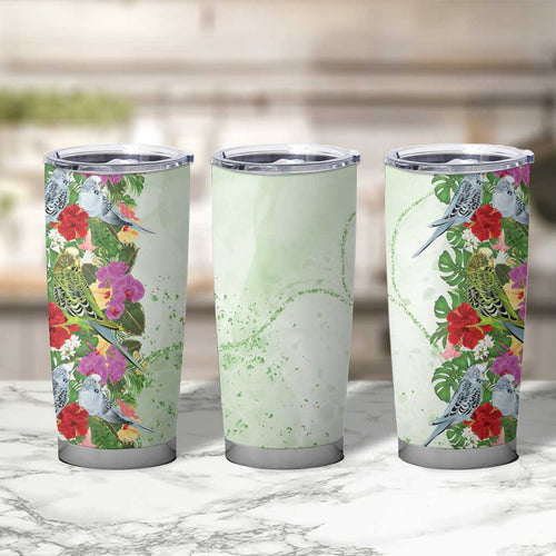 Aussie Budgies Blue And Green Tropical Birds Tumbler Cup - Aussie Hoodie