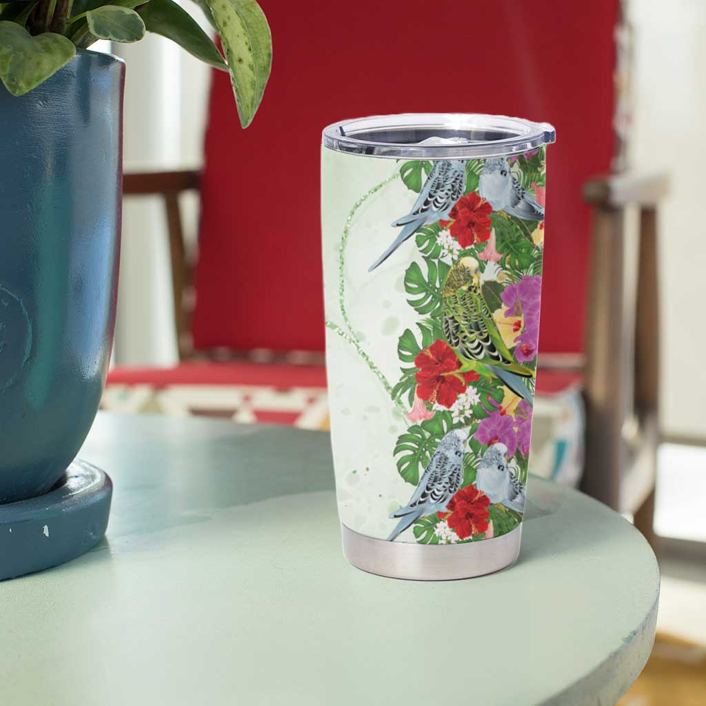 Aussie Budgies Blue And Green Tropical Birds Tumbler Cup - Aussie Hoodie