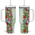 Aussie Budgies Blue And Green Tropical Birds Tumbler With Handle - Aussie Hoodie