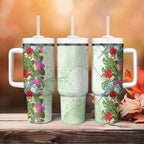 Aussie Budgies Blue And Green Tropical Birds Tumbler With Handle - Aussie Hoodie