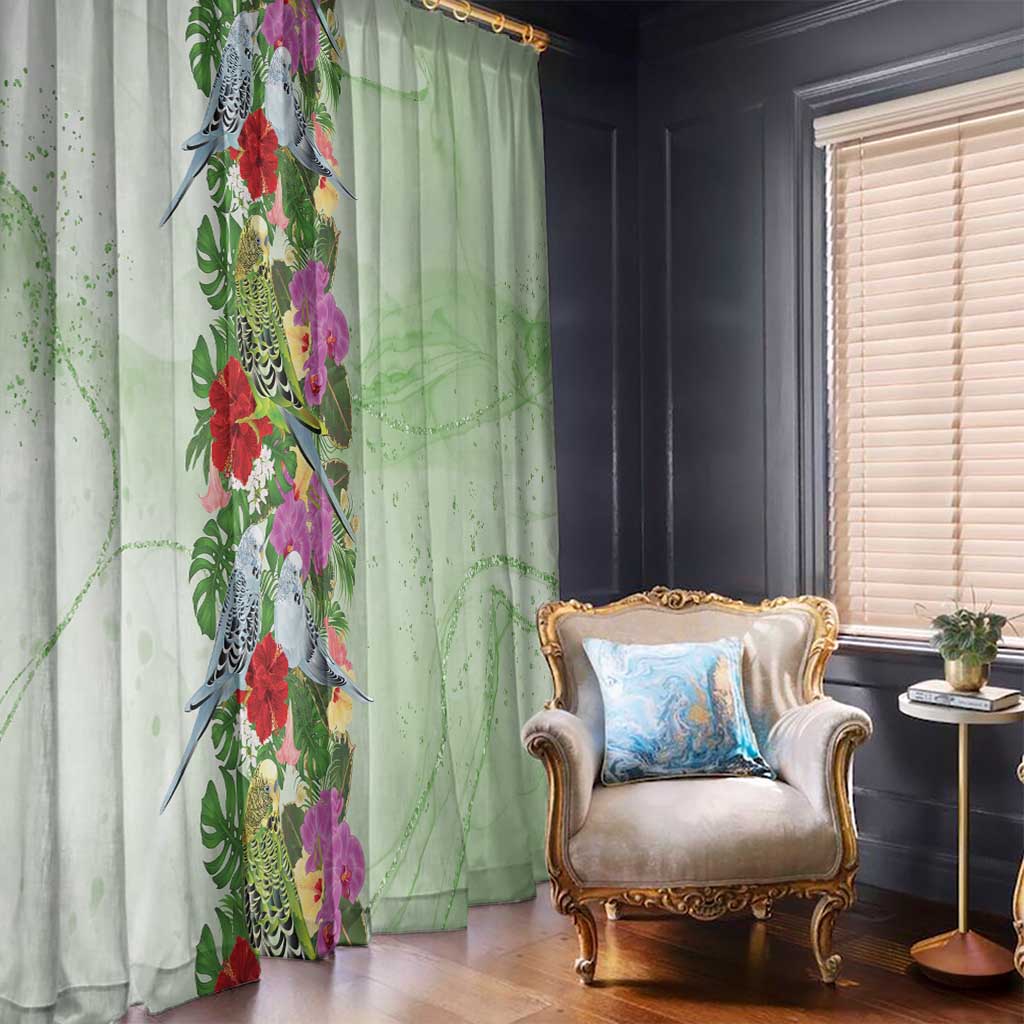 Aussie Budgies Blue And Green Tropical Birds Window Curtain - Aussie Hoodie