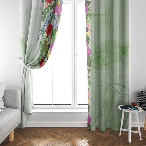 Aussie Budgies Blue And Green Tropical Birds Window Curtain - Aussie Hoodie