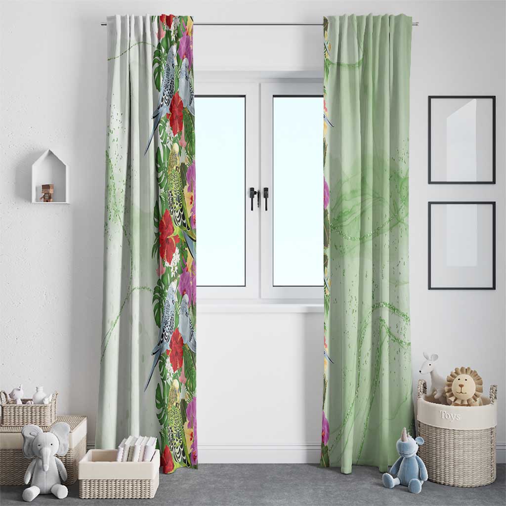 Aussie Budgies Blue And Green Tropical Birds Window Curtain - Aussie Hoodie