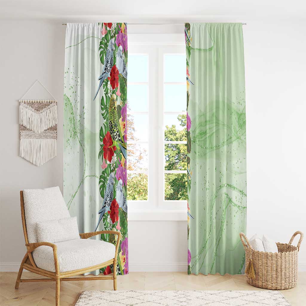 Aussie Budgies Blue And Green Tropical Birds Window Curtain - Aussie Hoodie