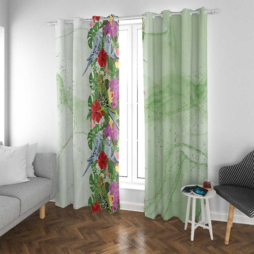 Aussie Budgies Blue And Green Tropical Birds Window Curtain - Aussie Hoodie
