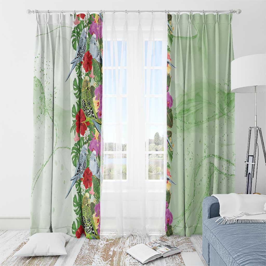 Aussie Budgies Blue And Green Tropical Birds Window Curtain - Aussie Hoodie