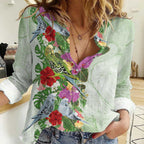 Aussie Budgies Blue And Green Tropical Birds Women Casual Shirt - Aussie Hoodie